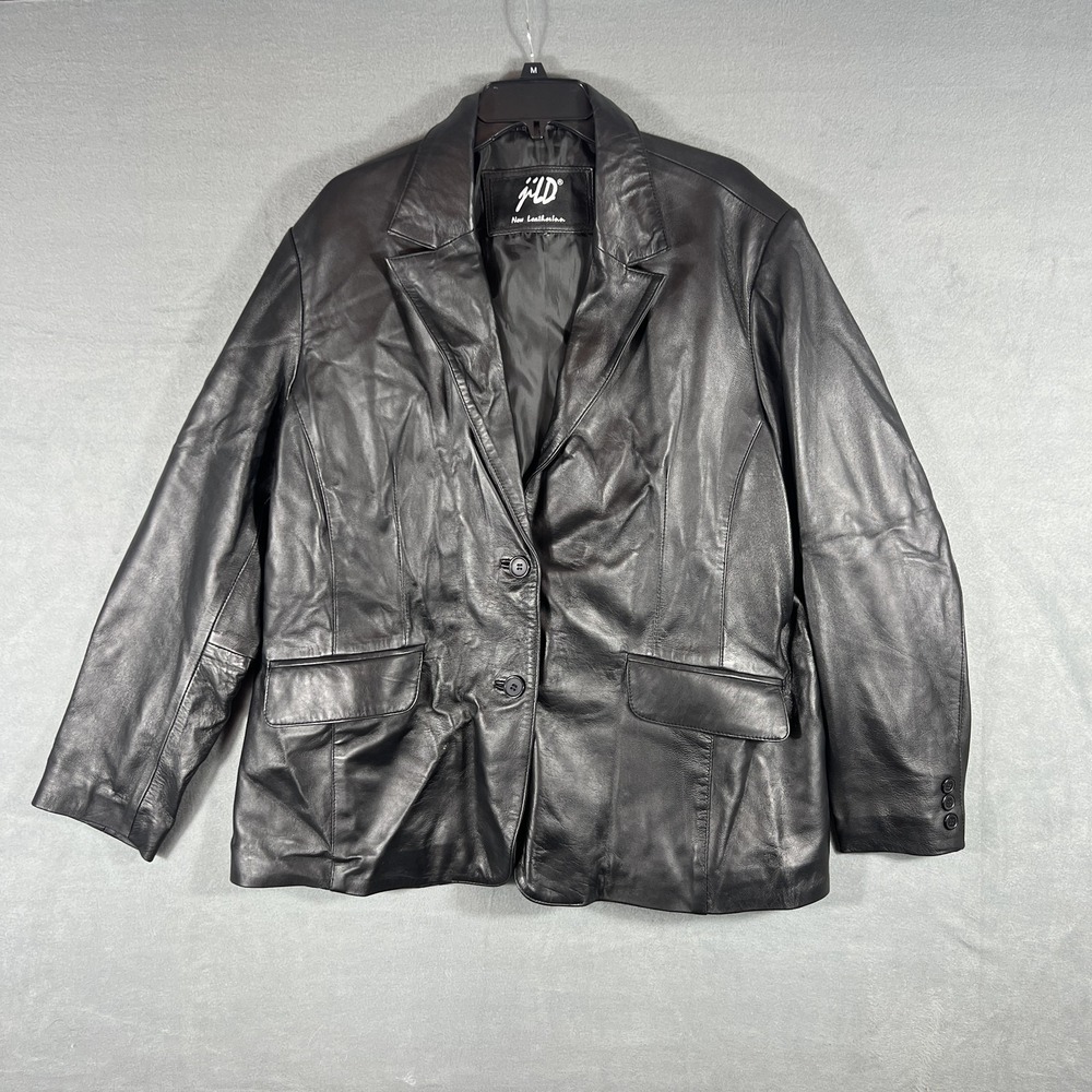 jilD‎ New LeatherInn Women's Black Genuine Leather Blazer Jacket Coat XL Plus